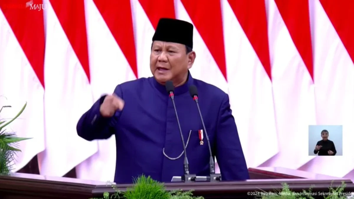 Presiden Prabowo Subianto memberikan sambutan usai pengambilan sumpah jabatan presiden, di DPR RI, Jakarta (20