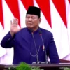 Presiden Prabowo Subianto memberikan sambutan usai pengambilan sumpah jabatan presiden, di DPR RI, Jakarta (2