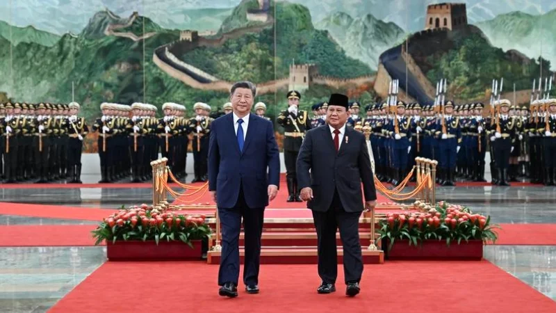 Presiden China Xi Jinping mengadakan upacara penyambutan untuk Presiden Republik Indonesia (RI) Prabowo Subian