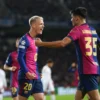 Dani Olmo dan Gerard Martin merayakan Gol ke Gawang Brest – Photo by Get Spanish Football News