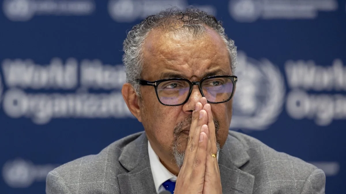 Kepala WHO Tedros Adhanom Ghebreyesus berbicara kepada media saat konferensi pers di Jenewa, Swiss, 10 Desembe