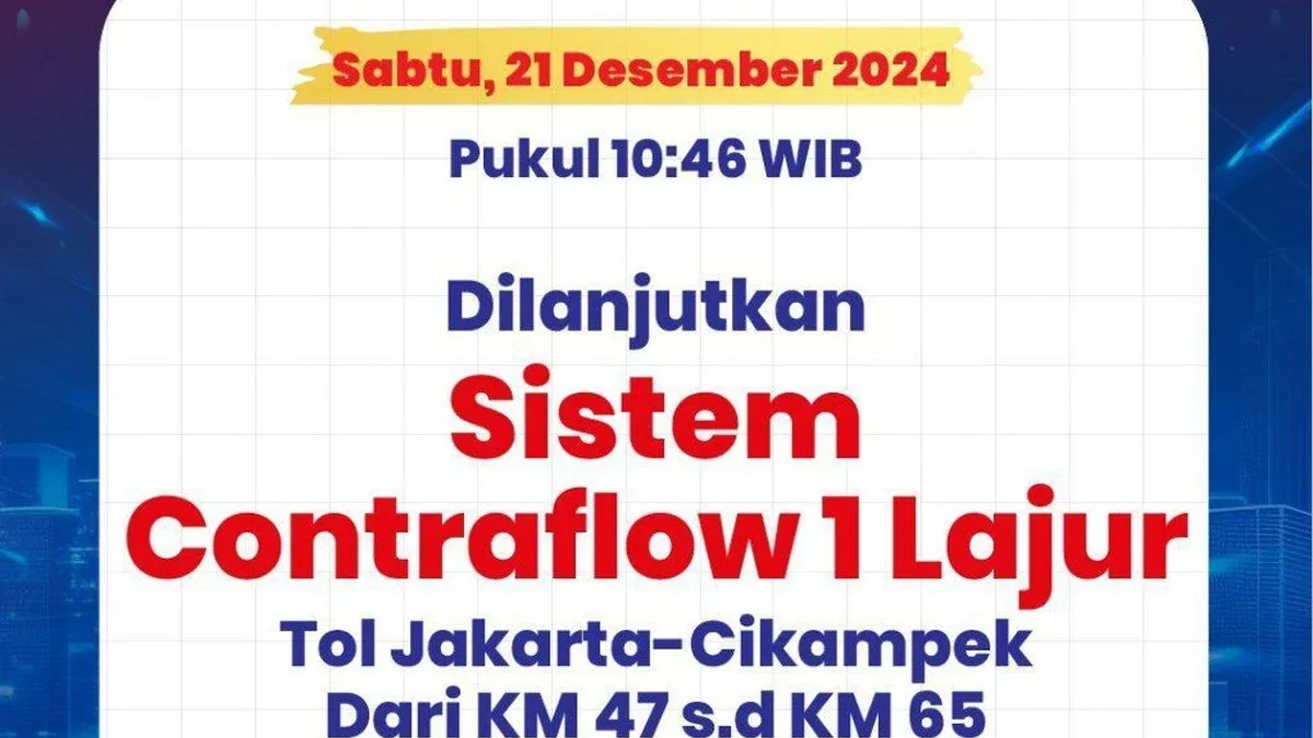 PT Jasamarga Transjawa Tol (JTT) melakukan perpanjangan contraflow 1 lajur dari KM 47 s.d KM 65 arah Jakarta R