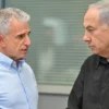 Perdana Menteri Benjamin Netanyahu (kanan) berbicara dengan kepala Mossad David Barnea di markas IDF di Tel Av