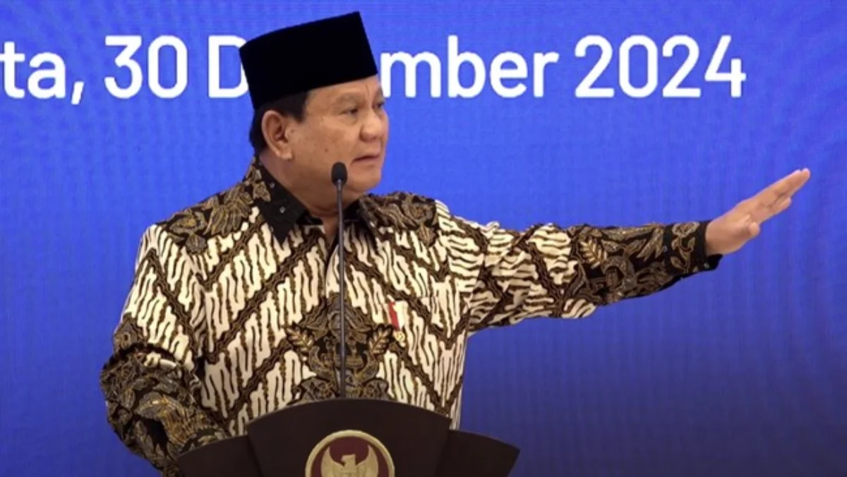 Presiden RI Prabowo Subianto pada Musrenbangnas RPJMN 2025-2029, Jakarta, 30 Desember 2024. (Tangkapan Layar Y