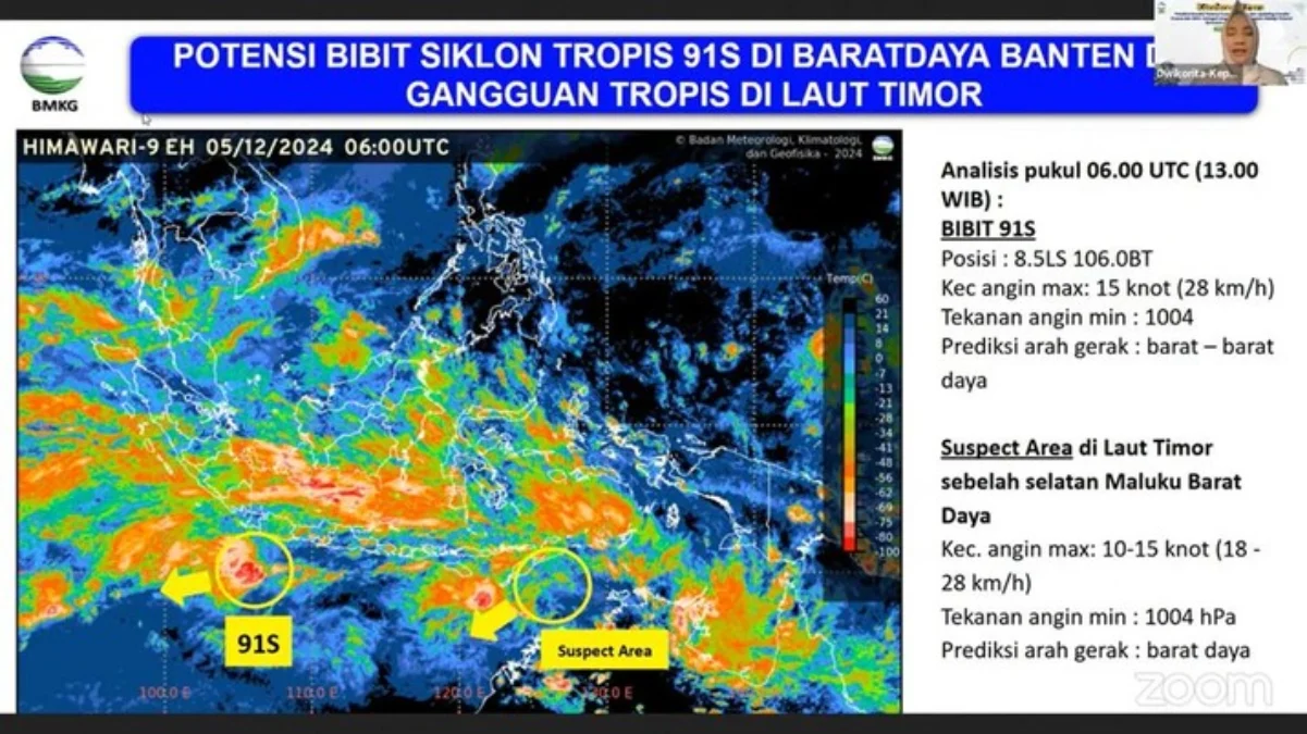 Potensi bibit siklon tropis. (YouTube/BMKG)