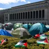 \"Perkemahan Solidaritas Gaza\" pro-Palestina di West Lawn Universitas Columbia pada 24 April 2024 di New York