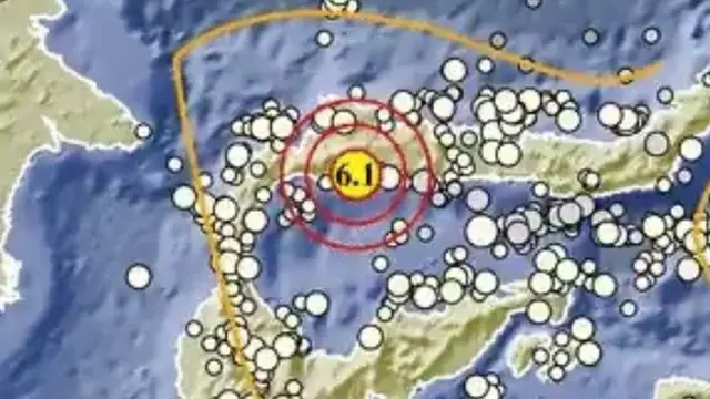 Gempa Magnitudo 6,1 mengguncang wilayah Parigi Moutong Sulteng, Selasa malam (28/1/2025). (Dok B