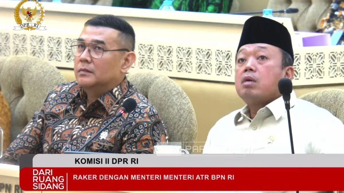 Menteri Agraria dan Tata Ruang, Nusron Wahid saat rapat kerja bersama Komisi II DPR RI, Kamis (30/1/2025)(Tang