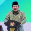 Presiden Prabowo Subianto saat memberikan sambutan pada Resepsi Harlah Ke-102 NU di Istora Senayan, Jakarta, R