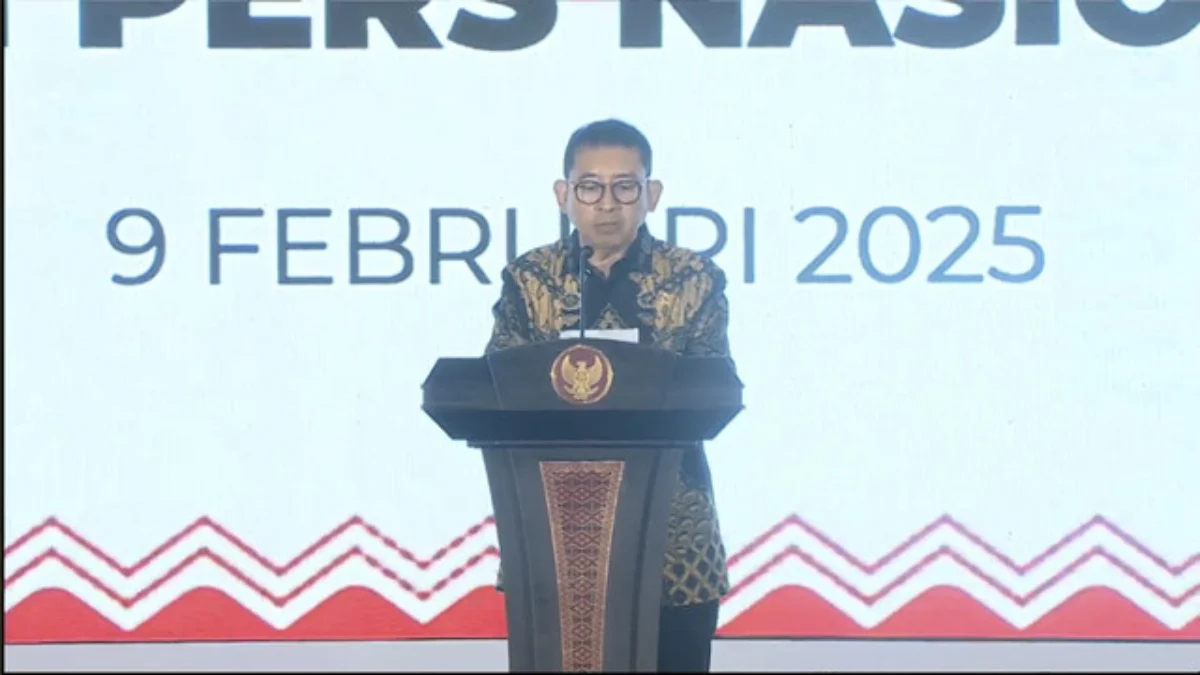 Menteri Kebudayaan Republik Indonesia, Fadli Zon pada acara Puncak Hari Pers Nasional, Minggu (9/2/2025). Foto