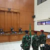 Sidang pembacaan dakwaan perkara penembakan bos rental mobil di Rest area KM 45 di Pengadilan Militer II-08 Ja