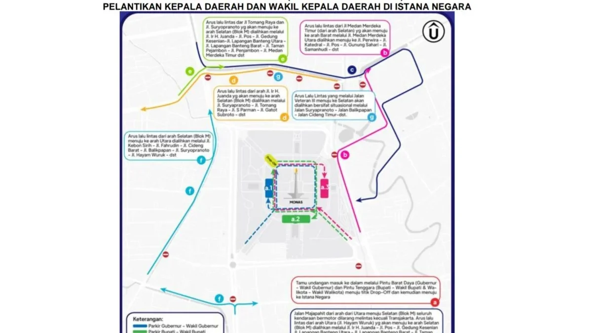 Peta rekayasa lalu lintas selama kegiatan pelantikan Presiden dan Wakil Presiden Terpilih pada Minggu (20/10/2