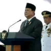 Presiden Prabowo Subianto saat memberikan pidato sambutan usai melantik para kepala daerah terpilih di Istana