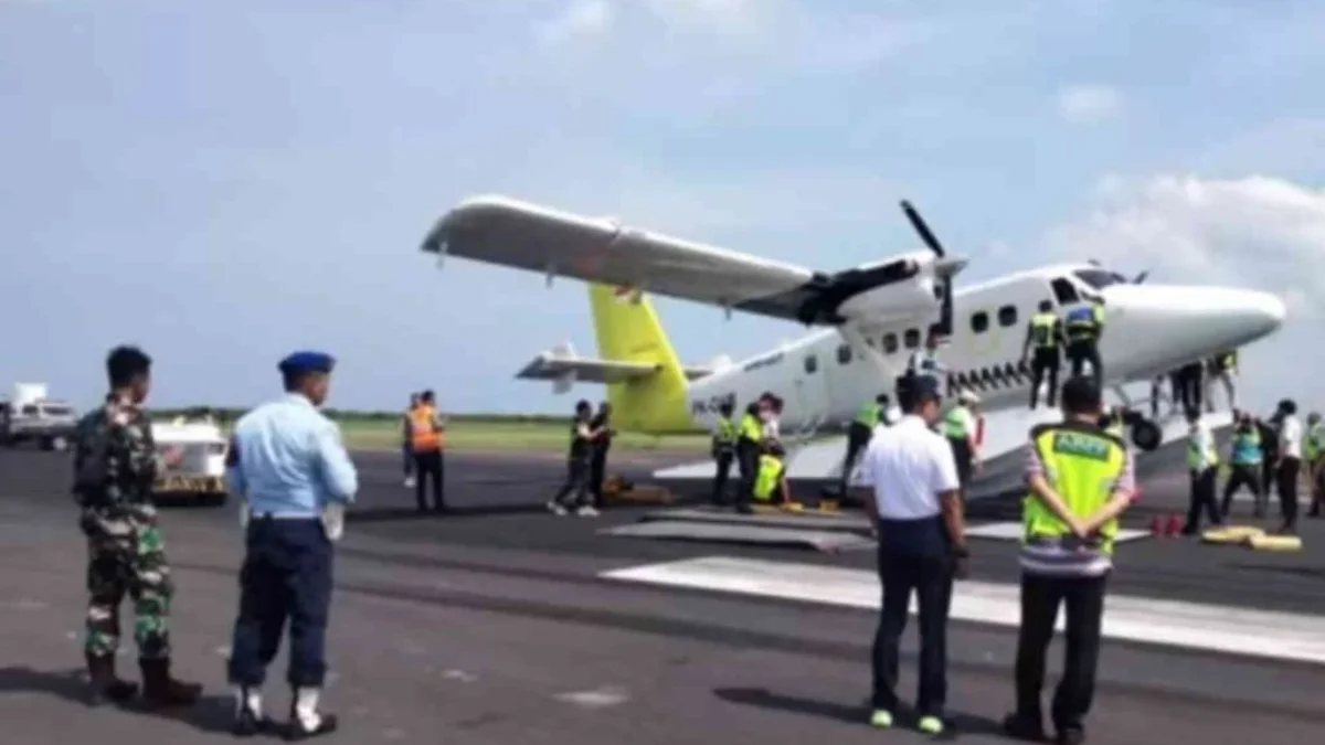 Sebuah pesawat Airfast, mengalami kendala teknis di Bandara Ngurah Rai, Sabtu 8 Maret 2025.