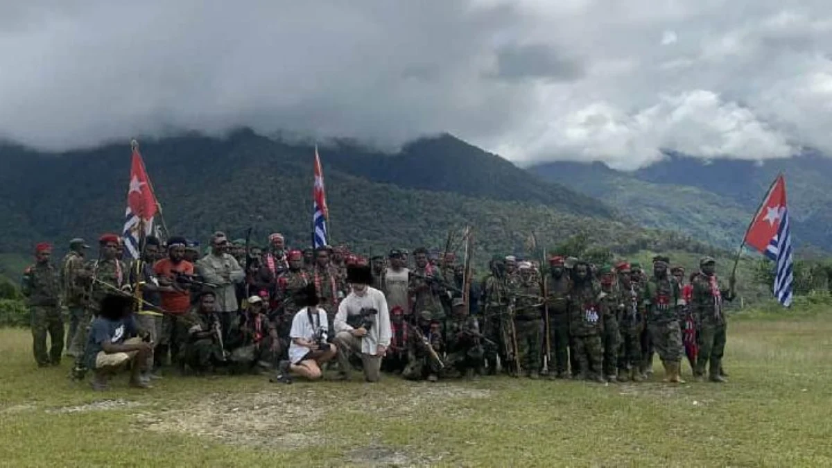 Pendukung Papua Merdeka di Distrik Kiwirok, Kabupaten Pegunungan Bintang, Papua, Maret 2024. Dok. Komnas TPNPB