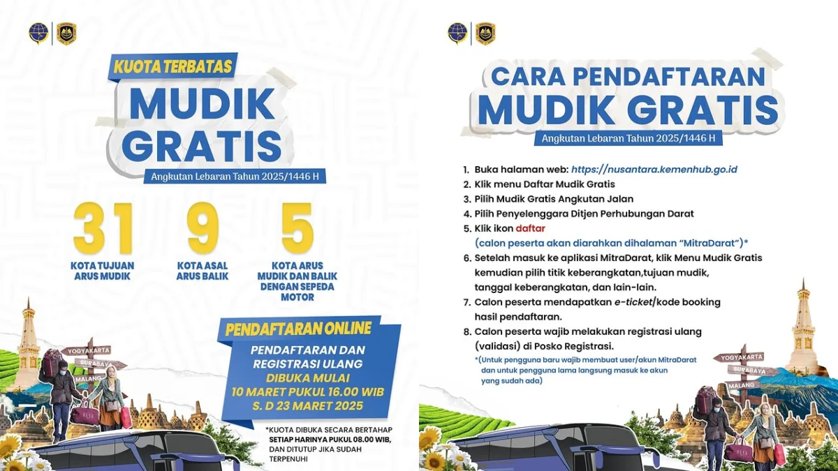 Link dan cara daftar mudik gratis Kemenhub 2025 yang akan dibuka hari ini.--Instagram @kemenhub151