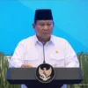 Presiden Republik Indonesia, Prabowo Subianto memberikan arahan pada acara peluncuran Mekanisme Baru Tunjangan