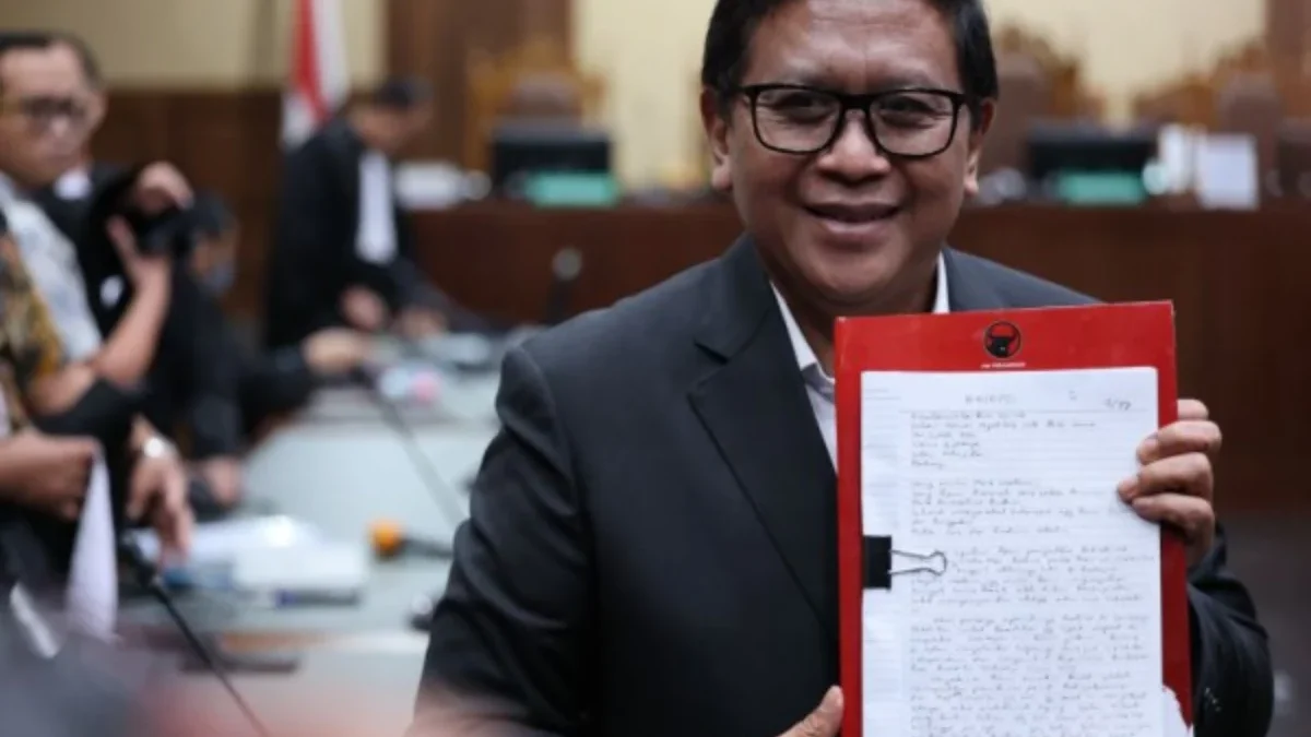 Sekjen DPP PDIP Hasto Kristiyanto menjalani sidang pembacaan eksepsi di Pengadilan Tipikor, Jakara Pusat, Juma