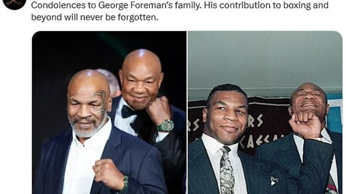 Tangkapan layar kebersamaan Mike Tyson dengan George Foreman semasa hidup. X/@miketyson