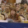 Ketua Umum APINDO Shinta Kamdani di acara Sarasehan Ekonomi bersama Presiden RI dengan tema \"Memperkuat Daya T