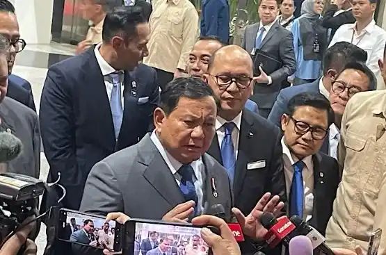 Presiden Prabowo Subianto usai mengikuti kegiatan Townhall Meeting Danantara yang digelar di Jakarta Conventio