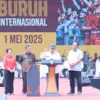 Presiden Prabowo Subianto menghadiri langsung acara peringatan Hari Buruh Internasional yang digelar di kawasa