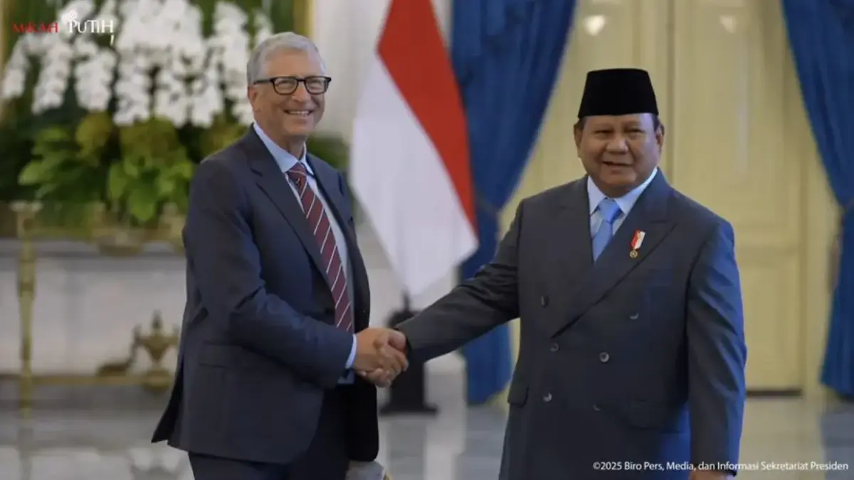 Presiden Prabowo Terima Kunjungan Bill Gates, Istana Merdeka, Rabu (7/5/2025). (Tangkapan Layar Youtube Sekret