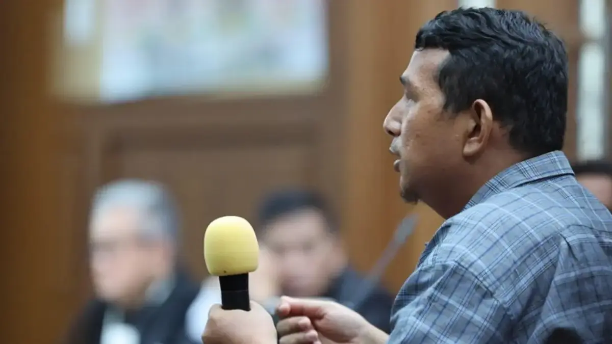 Seorang Satpam di DPP PDIP, Nurhasan menjadi saksi dalam persidangan Harun Masiku di Pengadilan Tipikor Jakart