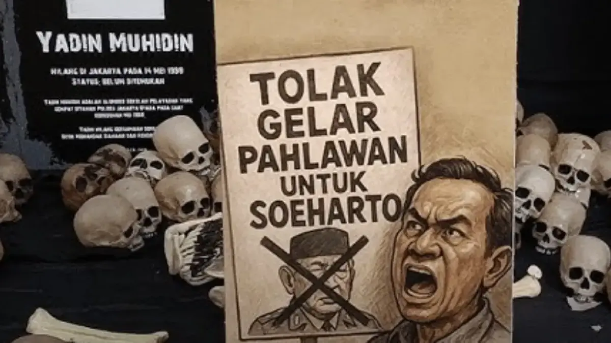 Replika tengkorak korban kejahatan HAM yang terjadi pada masa pemerintahan Soeharto