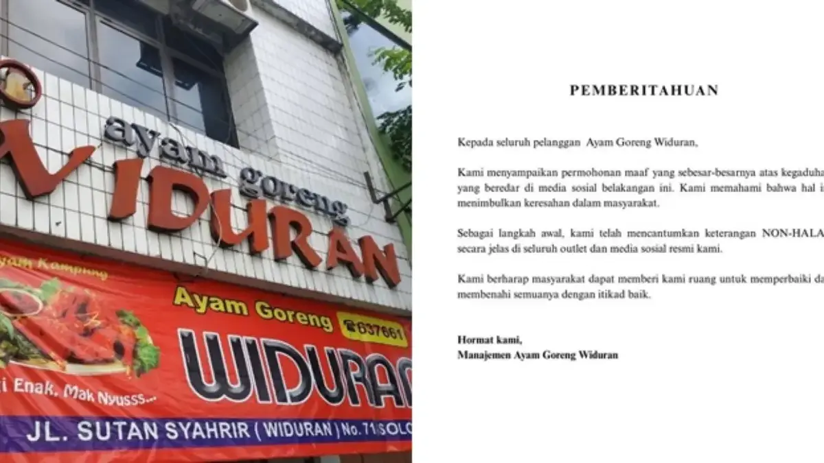 Pihak manajemen Ayam Goreng Widuran menyampaikan permohonan maaf kepada semua pelanggan atas kegaduhan yang te