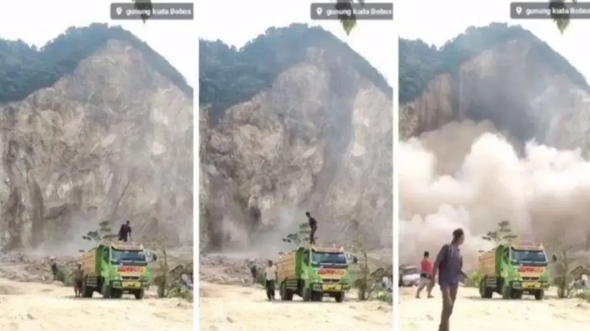 Insiden mengerikan terjadi terjadi di lokasi tambang batu alam Gunung Kuda.