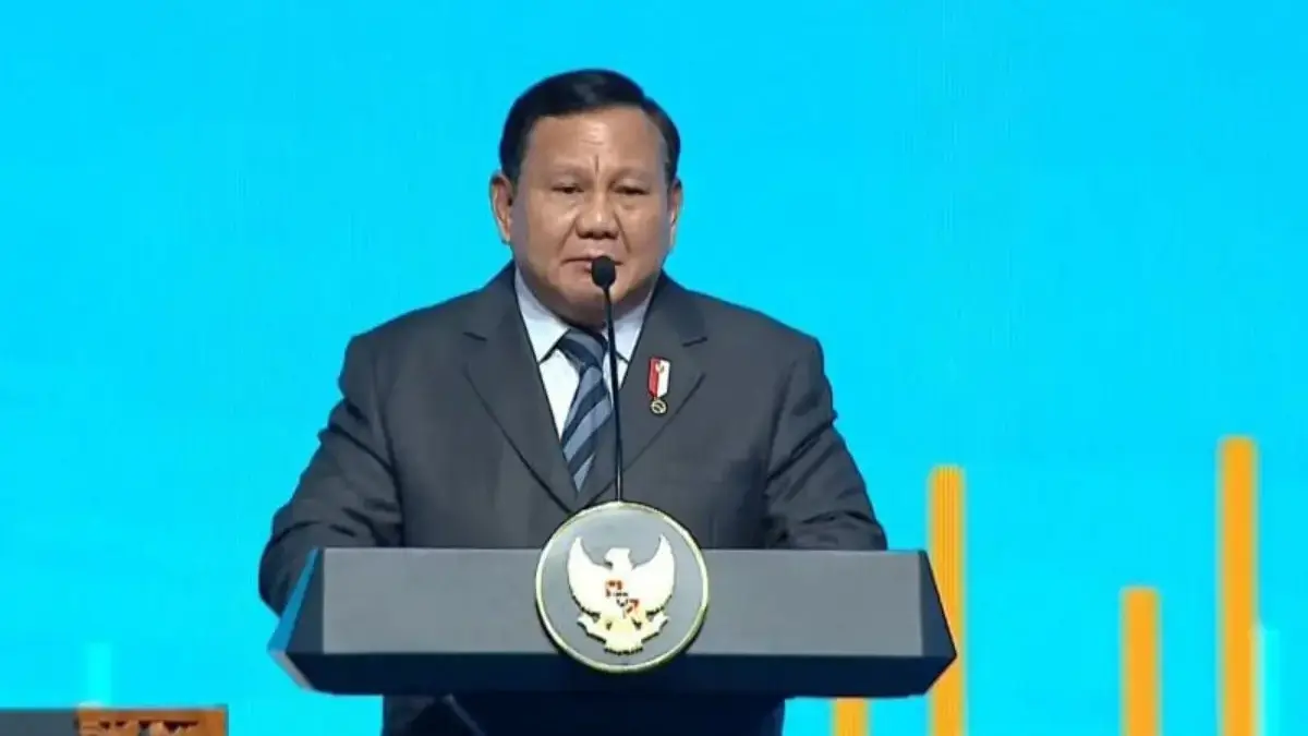 Presiden Prabowo Subianto saat berpidato di hadapan Perdana Menteri China, Li Qiang, dan para pelaku usaha ked