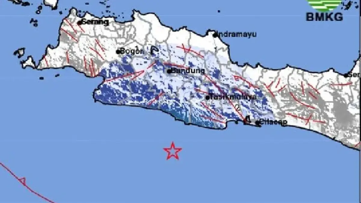Gempa berkekuatan M4,8 terdeteksi di Priangan Timur, sekitar 104 meter di barat daya Tasikmalaya, Jawa Barat p