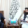 Dmitry Zhirnov, yang telah menjabat sebagai duta besar Rusia untuk Afghanistan sejak 2020, bertemu dengan ment