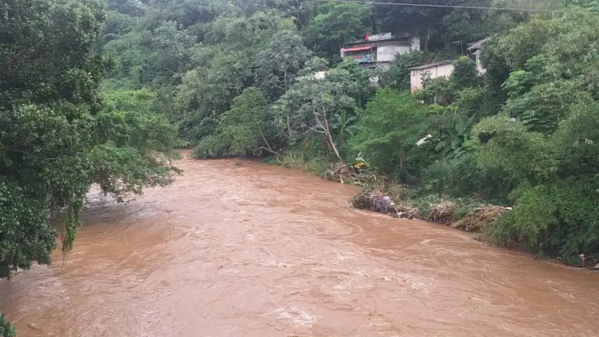 Sungai Ciliwung Depok usai hujan dengan intensitas tinggi hingga sedang.(Foto: Antara/Feru Lantara)