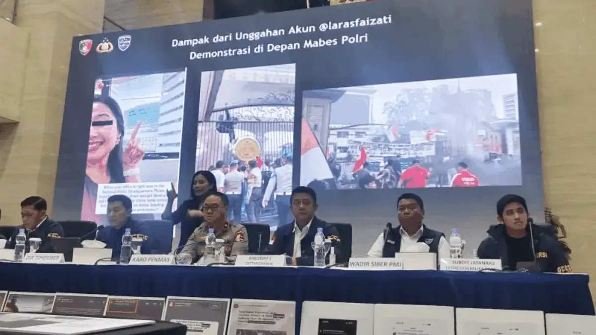 Direktorat Tindak Pidana Siber (Dittipidsiber) Bareskrim Polri menunjukkan konten yang menjadi barang bukti da