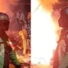 Pria berjaket ojol sepatu Adidas Terrex saat Gedung Grahadi Surabaya Dibakar (Foto: Dok. Istimewa/tangkapan la
