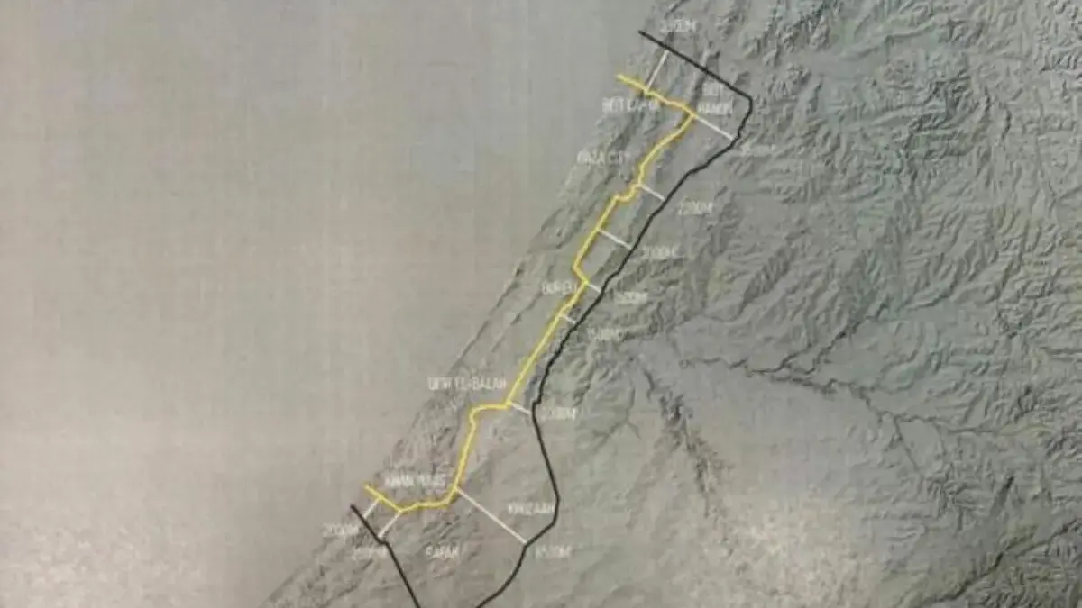 Pasukan Israel Mulai Mundur dari Wilayah Gaza Peta garis penarikan pasukan IDF di Jalur Gaza yang diusulkan Presiden AS Donald Trump. Peta itu menunjukkan w