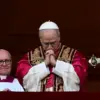 Paus Leo XIV, Robert Prevost, berpidato di hadapan kerumunan orang banyak dari balkon Basilika Santo Petrus, s