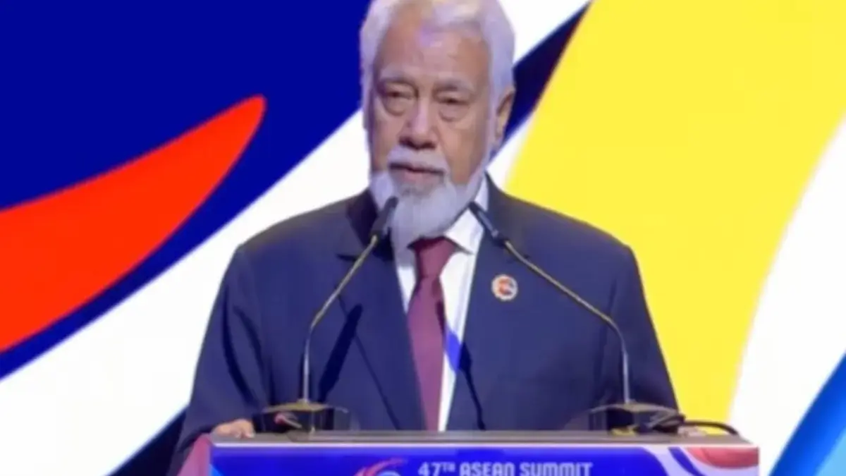 Resmi Gabung ASEAN, Perdana Menteri Timor Leste Sebut 'Awal Babak Baru PM Timor Leste Xanana Gusmao saat berpidato di KTT ke-47 ASEAN di Kuala Lumpur, Malaysia, Minggu, 26 Oktober 2