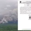 Kolase Gunung Semeru meletus dan pengumuman penutupan pendakian Ranu Kumbolo. (PVMBG-BBTNBTS)
