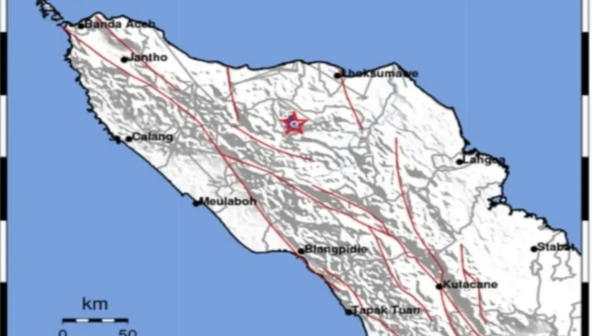 Gambaran peta peristiwa gempa bumi di Kabupaten Bener Meriah, Aceh, Kamis (31/12/2025). (Dok BMKG)