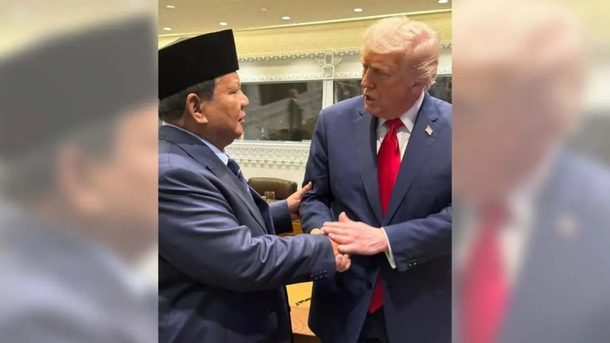 Presiden Prabowo Subianto bersalaman dengan Presiden Amerika Serikat, Donald trump saat Presiden Prabowo Subia