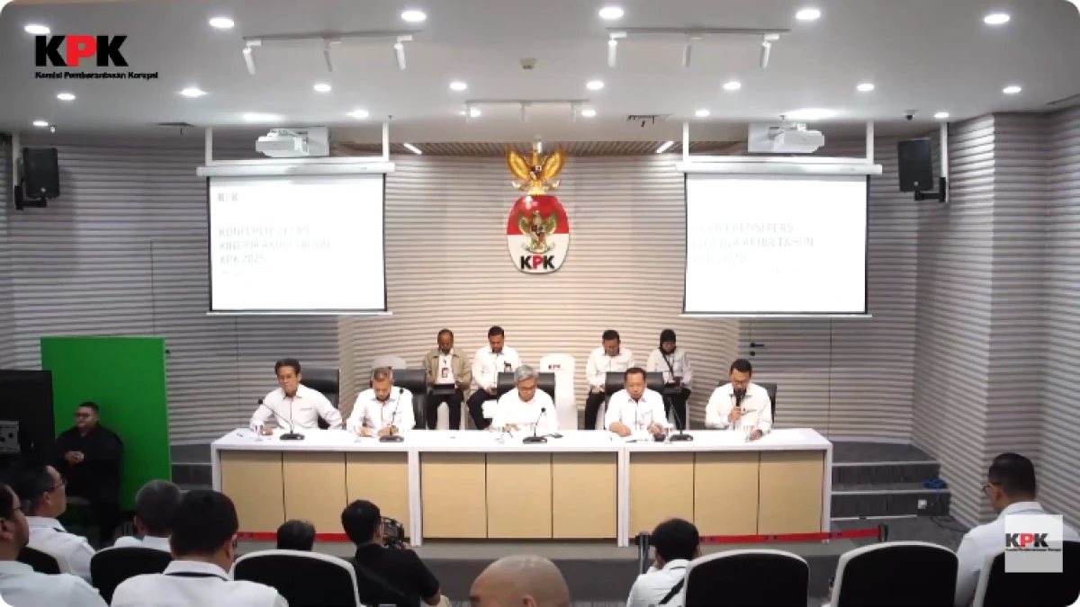 Konferensi pers Kinerja Akhir Tahun KPK 2025 di Gedung Merah Putih KPK, Jakarta, Senin (22/12/2025). (Foto: Ta