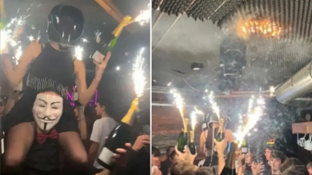 Terungkap Penyebab Kebakaran Resor Ski Mewah Crans Montana Swiss Diduga Kembang Api di Atas Botol Sampanye Dua foto yang menunjukkan kembang api menyala yang terpasang pada botol sampanye di dalam klub malam Le Conste