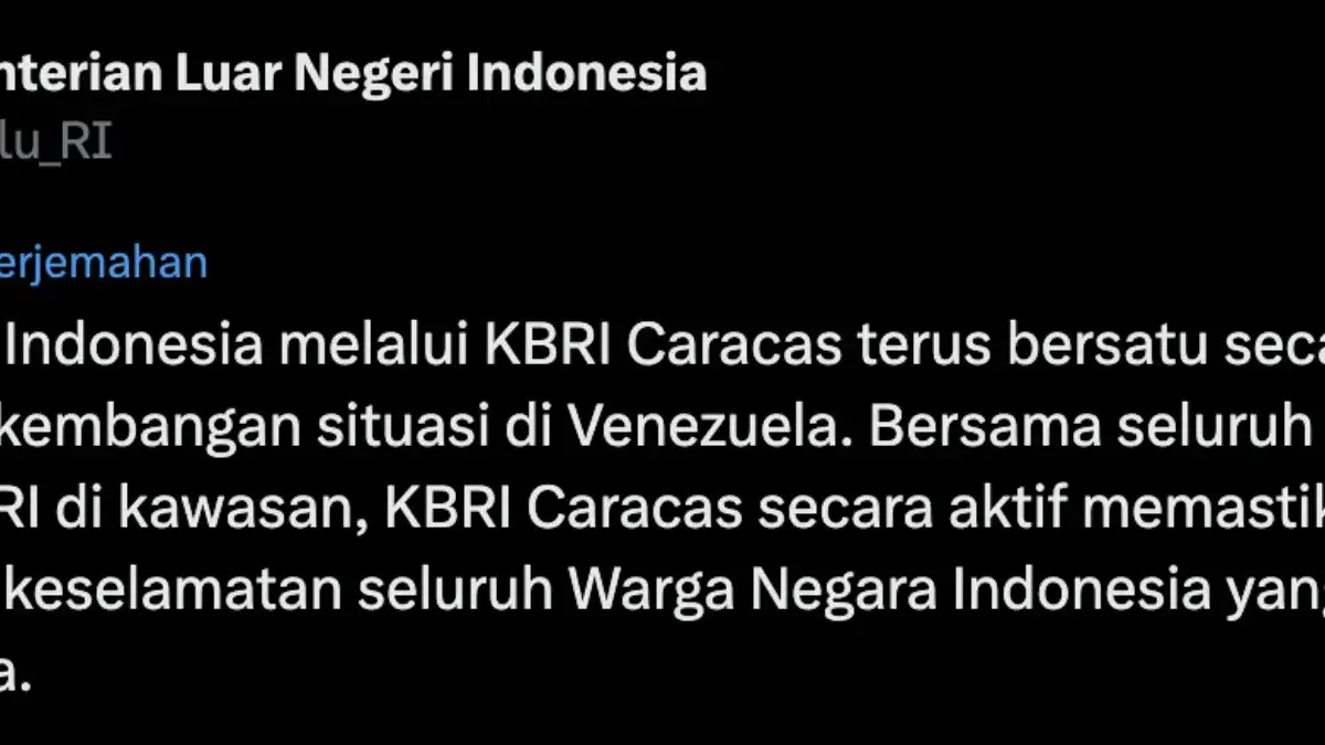 Kementerian Luar Negeri Indonesia Pantau Kondisi di Venezuela Terkait Serangan Amerika Serikat: WNI Aman Tangkapan layar X Kemlu RI